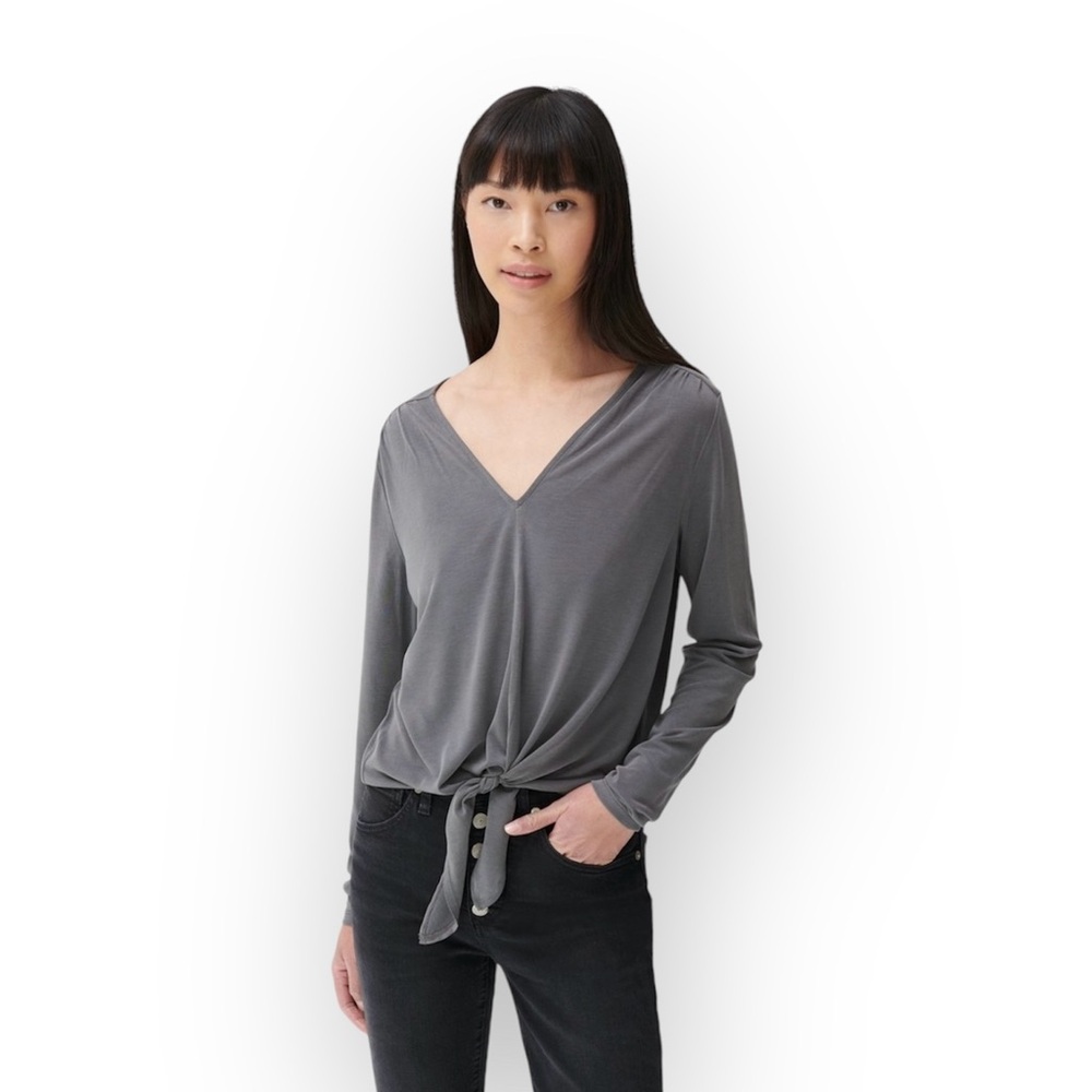 Lucky Brand Tie Front V Neck Top